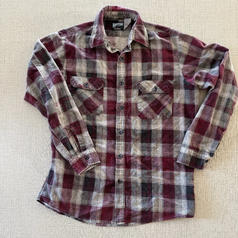American Vintage Men's Fieldmaster Long Sleeve Flannel Shirt, Tall Large